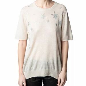 Zadig & Voltaire Cream Cashmere Star Sweater